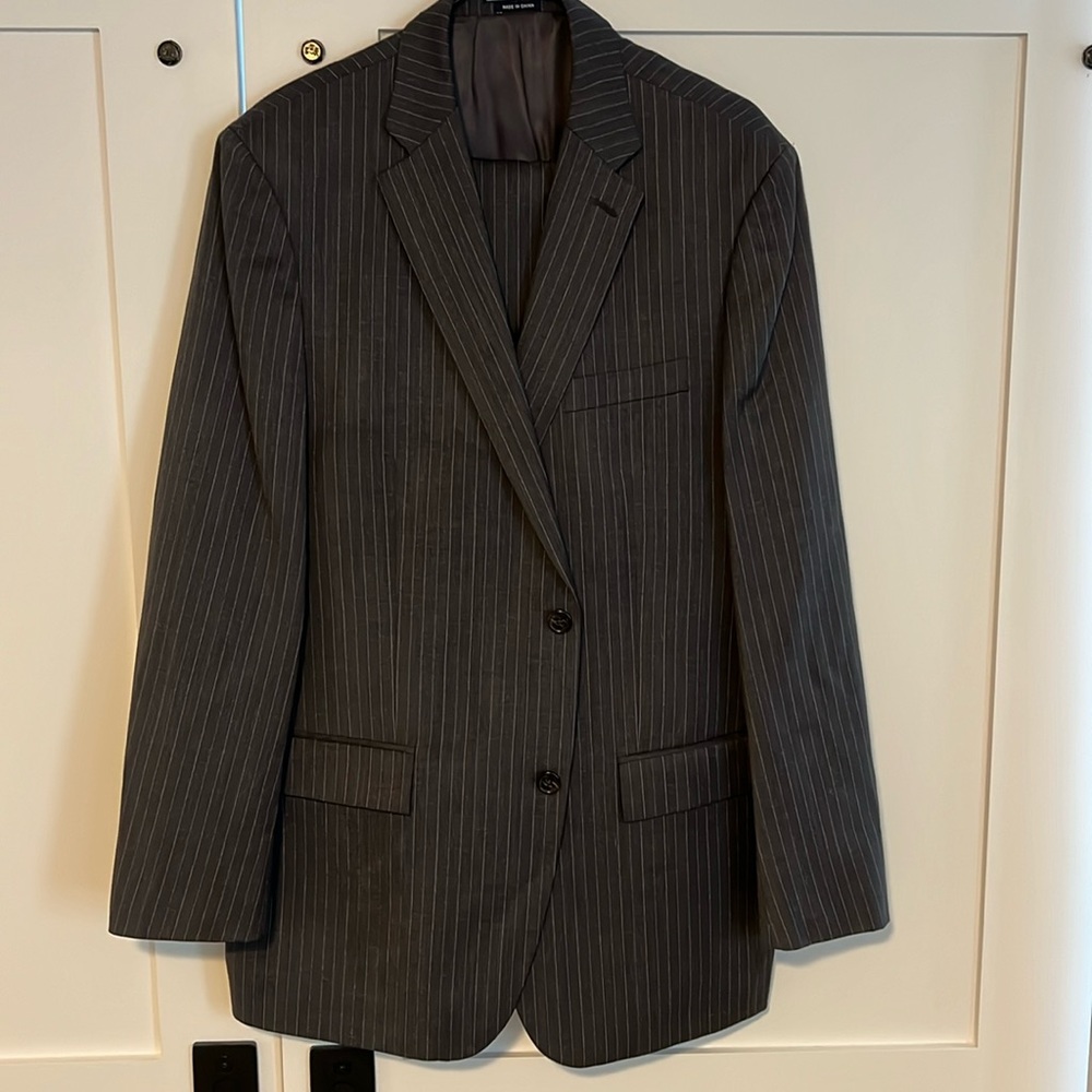 American Living Gray/Light Blue Pin Stripe 2-Piece Suit